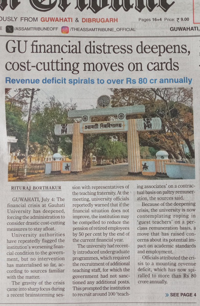 dipanjon's tweet photo. ₹150 crore for salaries and ₹60 crore for pension annually! 
Revenue Expenditure of ₹60 crores on account of Pensions should be done away. Teachers who has earned salaries in lakhs per month in UGC Pay scales till 65 years age and has enough savings, should give up pension. https://t.co/x6CnvbQbGf