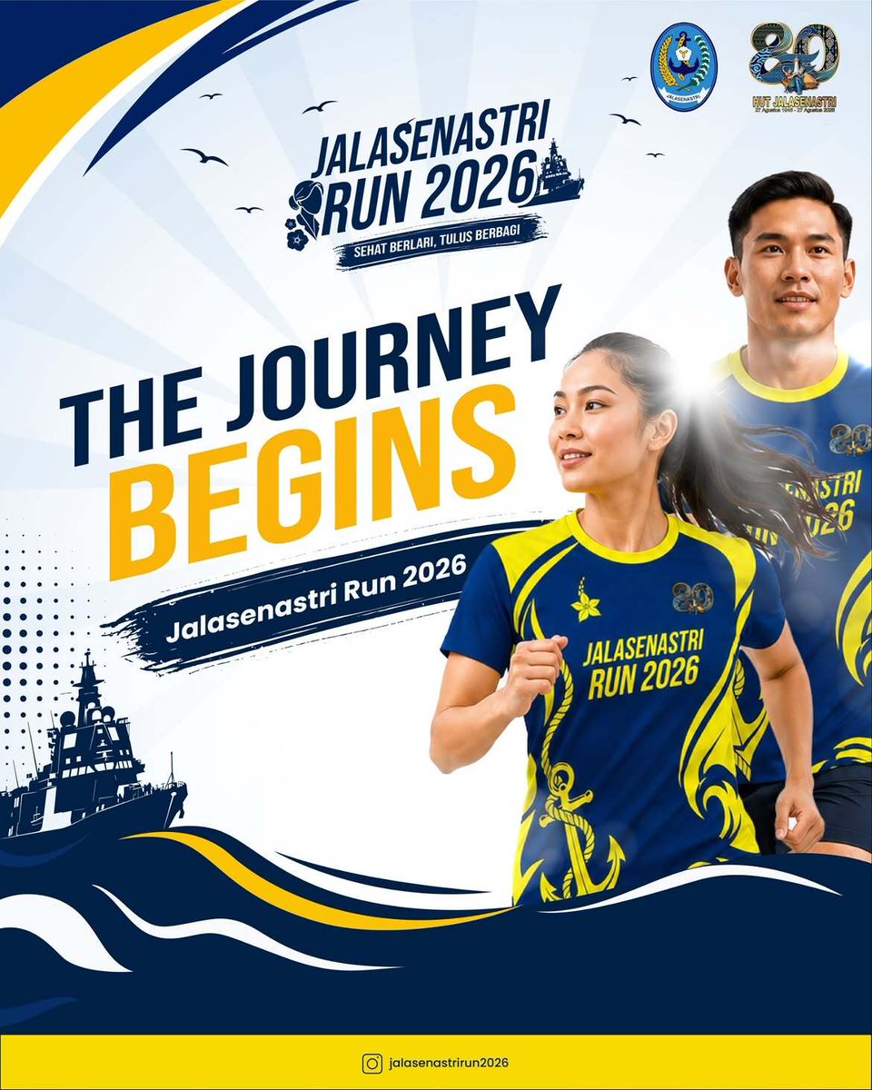 KERIS_BACKUP's tweet photo. 🏃‍♀️JALASENASTRI RUN 2026🏃‍♂️
"Sehat Berlari, Tulus Berbagi."

🏃‍♀️ 5K &amp; 8K
📅 Minggu, 9 Agustus 2026
📍 Koarmada II, Ujung Surabaya
⏰ Pukul 06.00 WIB – selesai

Rangkaian kegiatan meliputi: 
❤️ Donor Darah
👦 Khitanan Massal
🤝 Bakti Sosial bagi Pengemudi Ojek Online Wanita https://t.co/lwe9E6iyyb