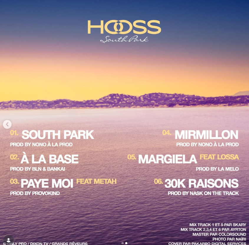 16x16FR's tweet photo. #TRACKLIST : Découvre la tracklist du projet "South Park" de Hooss à paraître le 10 Juillet !
Feats : @metah106 & #Lossa
@Hooss https://t.co/73Mg7cWoZ5