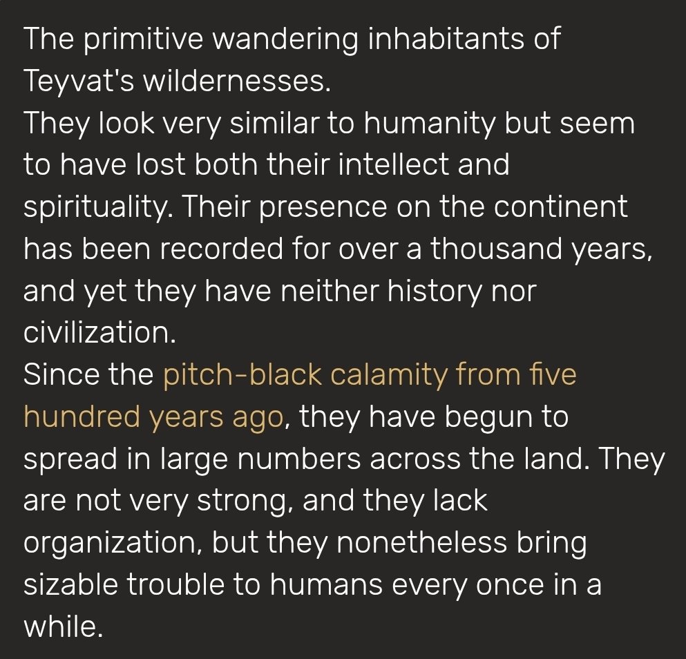 Subject817's tweet photo. @DailyTeyvatBR @Someoneis_there @RealWoosh_214 You know Hilichurl's have been around for more than a thousand years, right?

And that (at least some) Hilichurls come out of Abyssal portals and fight alongside Abyssal enemies at numerous times? https://t.co/9ySEOH6M3S