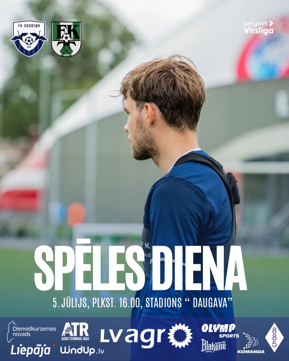 FkGrobina's tweet photo. Laiciņš ārā jauks - laiks futbolam! 💙🖤

Tiekamies šodien stadionā “Daugava”. Spēles sākums plkst. 16.00, un pretī mums stāsies tukumnieki. ⚔️

Ieeja uz spēli ir bez maksas. https://t.co/4i5bdj7du9