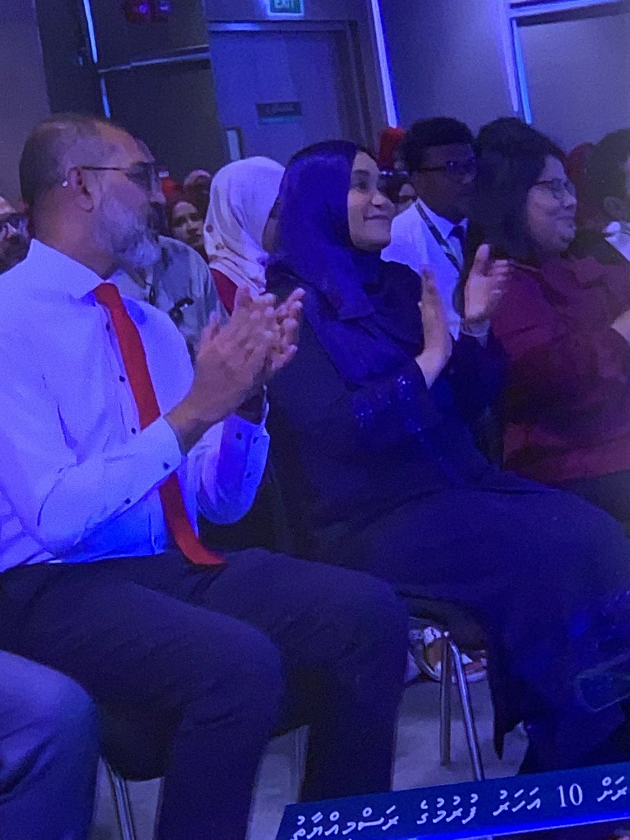 khamet's tweet photo. Vice prescient of Republic of Maldives 
Saajidha Mohamed 
@MMuizzu 
@HucenSembe  akee hama nameh https://t.co/slKjt87gyt