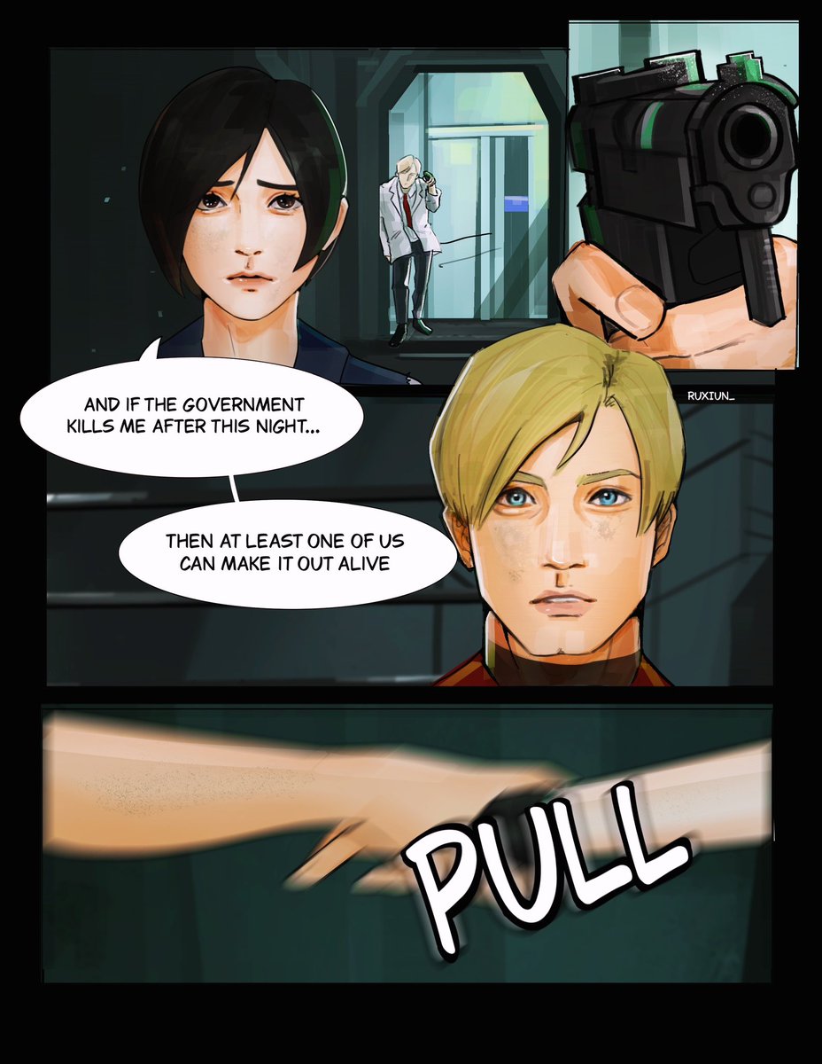ruxiun_'s tweet photo. RE2R Reverse AU with Rookie Cop Ada x Mercenary Leon — Bridge Scene Part 2 

Aka Aeon in another life angst [1/3] https://t.co/3MyDIHplnm