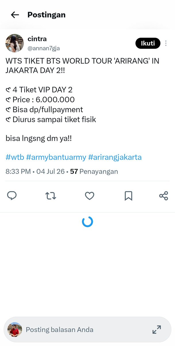 hi_jia93's tweet photo. Halo semuanya, numpang ngasih info penting nih buat #ARMY yang lagi nyari tiket. Tolong hati2 banget dan lebih teliti kalau mau transaksi sama akun @armyucwk . Bukannya mau menuduh sembarangan, tapi ada indikasi kuat kalau ini akun penipuan/scam. Stay safe ya! 🚨👇 #scam #wts https://t.co/JXCIIRSAtz