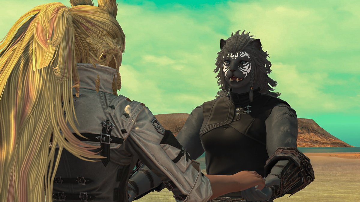 _Ingrem's tweet photo. “Kal'li… why aren’t you just walking next to me.”

“Cause I wanna get a good look at you, duh.”

A stroll on the beach for their vacation

#Viera #Hrothgar #Hrothgal #Gpose https://t.co/bZeCzOufu9