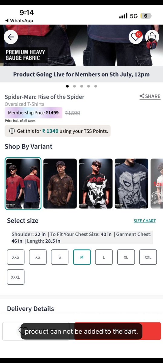 Moksh1702's tweet photo. @thesouledstore  I am not being able to order this tshirt was Waiting for it since 3 days please help I'm also a member https://t.co/oCkHW9Nixn