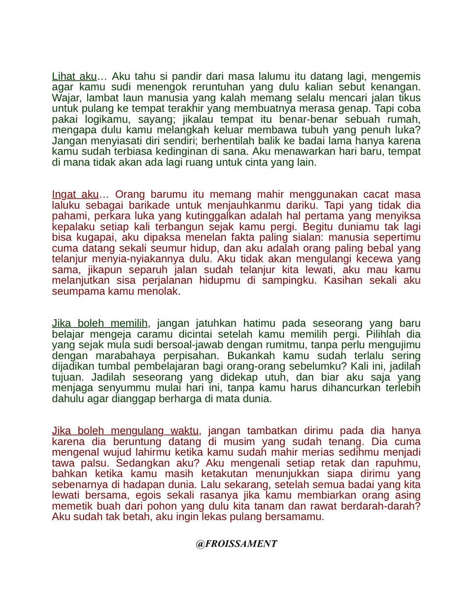 pencorner's tweet photo. Perihal Adu Rayu / Siapa yang akhirnya memenangkan sisa perjalananmu? Dia yang beruntung datang di musim tenang, atau dia yang mengenali setiap retakmu? https://t.co/9GmzUGZ3pH