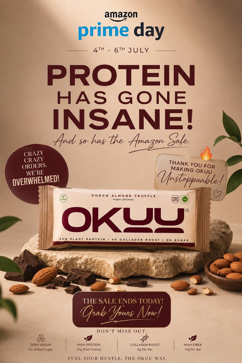 okuubar's tweet photo. Woah !!!! Insaneee #amazonprime #amazonprimedaysale #OKUU #protein #indian #innovation https://t.co/mJC0LzQa7M
