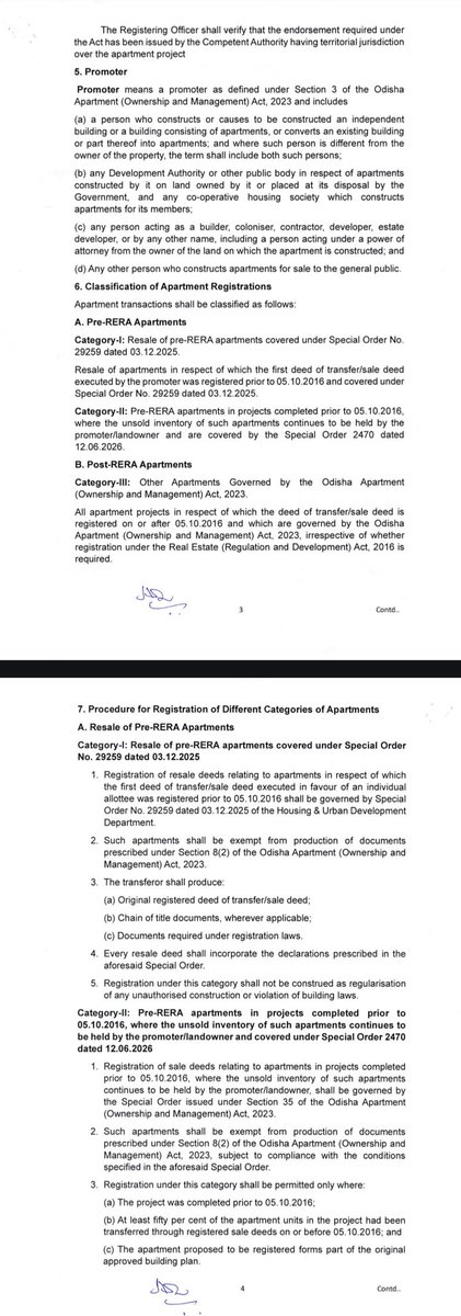 surya1618's tweet photo. 🚨 Occupancy Certificate (OC): The Missing Link in Odisha's Apartment Registration SOP NO: 25800 19 JUN 2026
NOTE :
#JustThink OC FIRST, Then Resale / Registration.
#Will the Government guarantee Occupancy Certificate (OC) compliance when builders have remained silent, non-compliant, or even absconding for decades?
Without a legally valid OC, how can resale or registration alone safeguard the interests of flat buyers?
@HUDDeptOdisha @dr_kcmahapatra @MohanMOdisha
@SecyChief @ushapadhee1996 @arvindpadhee
***********†**************************
The new SOP provides a mechanism for registration of Pre-RERA Category-I and Category-II apartments. However, it remains largely silent on the most critical issue #Occupancy Certificate (OC).
🔹 Category-I (Resale by Existing Flat Owners):
***************
Thousands of flat buyers have been residing in their apartments for years without an Occupancy Certificate.
The SOP enables them to execute resale deeds, but it does not answer:
• When will these apartment projects receive an OC?
• Will future buyers continue to purchase flats without statutory occupancy approval?
• How many generations of buyers will inherit the same compliance gap?
🔹 Category-II (Unsold Inventory of Builders/Landowners):
***************************
The SOP allows builders and landowners to register and sell their remaining inventory in eligible pre-RERA projects.
However, there is no corresponding requirement or time-bound framework to obtain the long-pending Occupancy Certificate before those sales take place.
This creates a perception that the process facilitates transfer of inventory while leaving the core compliance issue unresolved.
⚠️ The Fundamental Question
If an apartment project has remained without an Occupancy Certificate for 10–20 years, should the focus be on enabling further sales, or on ensuring statutory compliance first?
📌 Homebuyers Need Answers
✅ When will legacy apartment projects receive their #Occupancy Certificates?
✅ Will the Government establish a time-bound mechanism for issuing #OCs where projects are eligible?
✅ How can a prospective buyer confidently invest life savings in an apartment when the project still lacks an Occupancy Certificate?
Registration may transfer ownership, but an Occupancy Certificate provides confidence that the building has met the statutory requirements for lawful occupation.
Legacy apartment owners deserve a permanent solution not merely a mechanism to continue registration without resolving the long-pending issue of #Occupancy Certificates.
#OccupancyCertificate #Odisha #ApartmentAct #HomeBuyers #ConsumerRights #RealEstate #Housing #ORERA