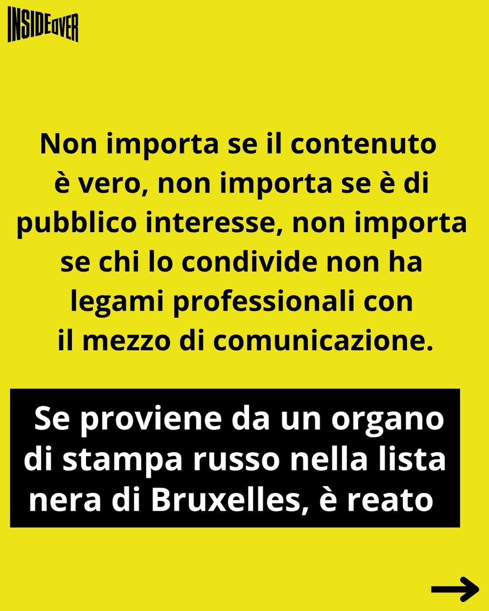 insideoverita's tweet photo. Il 2 luglio 2026 la Corte di Giustizia dell’Unione Europea ha emesso una sentenza destinata a fare giurisprudenza. E a gelare il sangue di chiunque creda ancora nella libertà d’espressione in Europa.

La sentenza C-67/25, nota come “caso Traugott Ickeroth”, stabilisce che un privato cittadino che ripubblica contenuti di Russia Today (RT) su un sito web finanziato da donazioni volontarie può essere perseguito penalmente e rischiare la reclusione.

Non importa se il contenuto è vero, non importa se è di pubblico interesse, non importa se chi lo condivide non ha alcun legame professionale con il mezzo di comunicazione.

L’unico criterio è l’identità dell’emittente originario: se proviene da un organo di stampa russo incluso nella lista nera di Bruxelles, è reato.

Se RT pubblica un video in cui si afferma che il cielo è blu, e tu lo condividi, sei passibile di denuncia penale.

La sentenza del 2 luglio segna un salto di qualità inquietante: non si tratta più di censurare contenuti sulle piattaforme, ma di criminalizzare i singoli cittadini che li diffondono, con pene detentive da tre mesi a cinque anni.

Se la logica fosse quella di colpire la “disinformazione” e la “propaganda” di regimi ostili, ci si aspetterebbe coerenza.

Perché la stessa severità non viene applicata a Israele? Lo Stato ebraico conduce da anni operazioni militari che hanno provocato decine di migliaia di vittime civili a Gaza, e i suoi media ufficiali diffondono una narrazione pro genocidio.

Eppure, nessun regolamento europeo vieta la diffusione dei contenuti di Channel 12 o Kan 11. Nessun cittadino europeo rischia il carcere per aver condiviso un servizio della televisione israeliana, per quanto controverso o parziale.

L’ipocrisia di Bruxelles è imbarazzante.

Leggi l’articolo di @rvivaldelli: https://t.co/cAgt8Vonrs
 
#ue #freespeech #hypocrisy