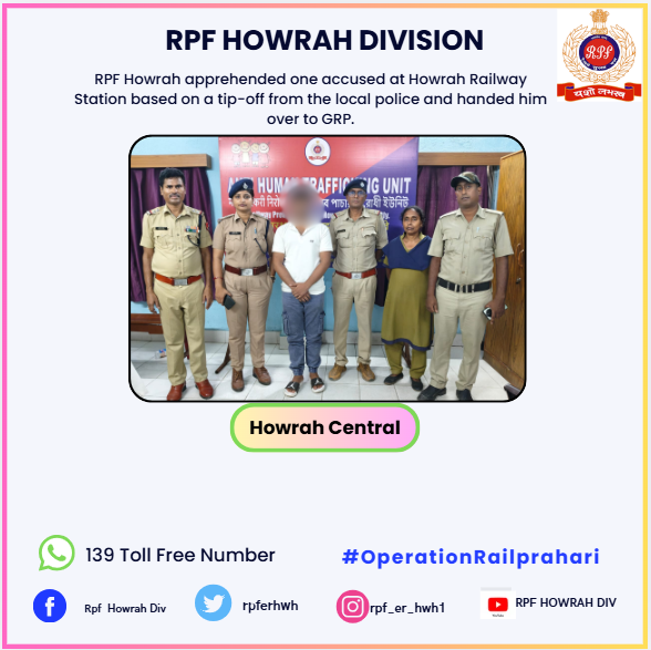 rpferhwh's tweet photo. #Operationrailprahari
RPF Howrah apprehended one accused at Howrah Railway Station based on a tip-off from the local police and handed him over to GRP.@RpfHowrah @ErRpf @RPF_INDIA @drmhowrah https://t.co/4dpz9tMFOl