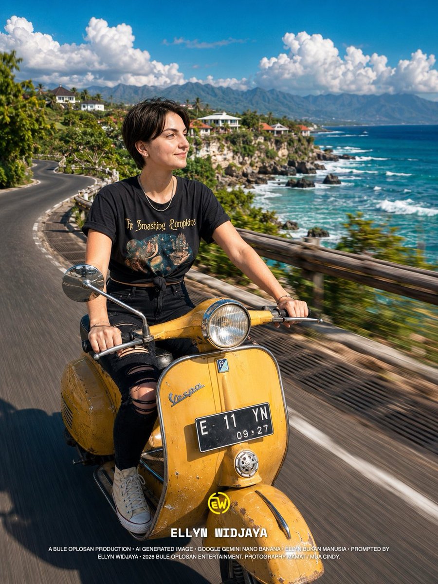 ellynwidjaya's tweet photo. Sunmori Pake Vespa Kuning Kesayangan, Ellyn gas motoran sambil nostalgia pakai baju The Smashing Pumpkins.
#bule #tomboy #ellynwidjaya #kaosband https://t.co/p1WjR0O1Nj