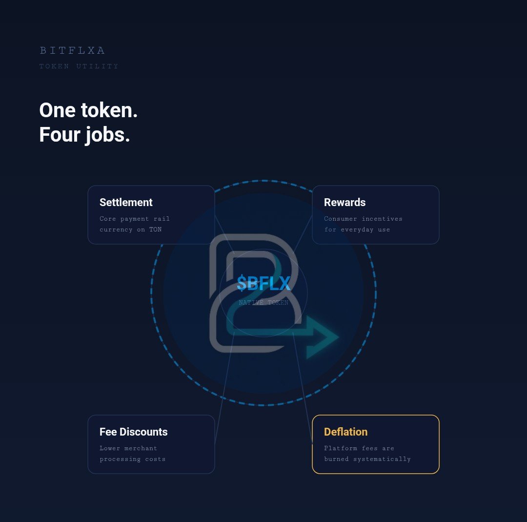 Wesgard_OG's tweet photo. Most #crypto payments still feel too complex for everyday users. That's exactly the problem @BITFLXA is solving.

Built on the #TON Blockchain, #BITFLXA is creating a Web3 payment ecosystem that makes sending and receiving digital payments as simple as using a username.

No more worrying about long wallet addresses or complicated payment flows.

Here's what makes BITFLXA stand out:

🔹 Username-based payments – Send funds quickly using easy-to-remember usernames instead of lengthy wallet addresses.

🔹 Merchant-first infrastructure – Powerful merchant tools help businesses accept crypto payments with a seamless user experience.

🔹 Developer-friendly APIs – Developers can easily integrate Web3 payment functionality into their apps, accelerating adoption.

At the heart of the ecosystem is $BFLX, the native utility token powering the network.

$BFLX is designed with real utility:
✅ Payment settlement across the ecosystem
✅ Consumer rewards and incentives
✅ Merchant fee discounts
✅ A deflationary model through systematic burning of platform fees, reducing token supply over time

The future of digital payments isn't just decentralized it's simple, fast, and accessible.