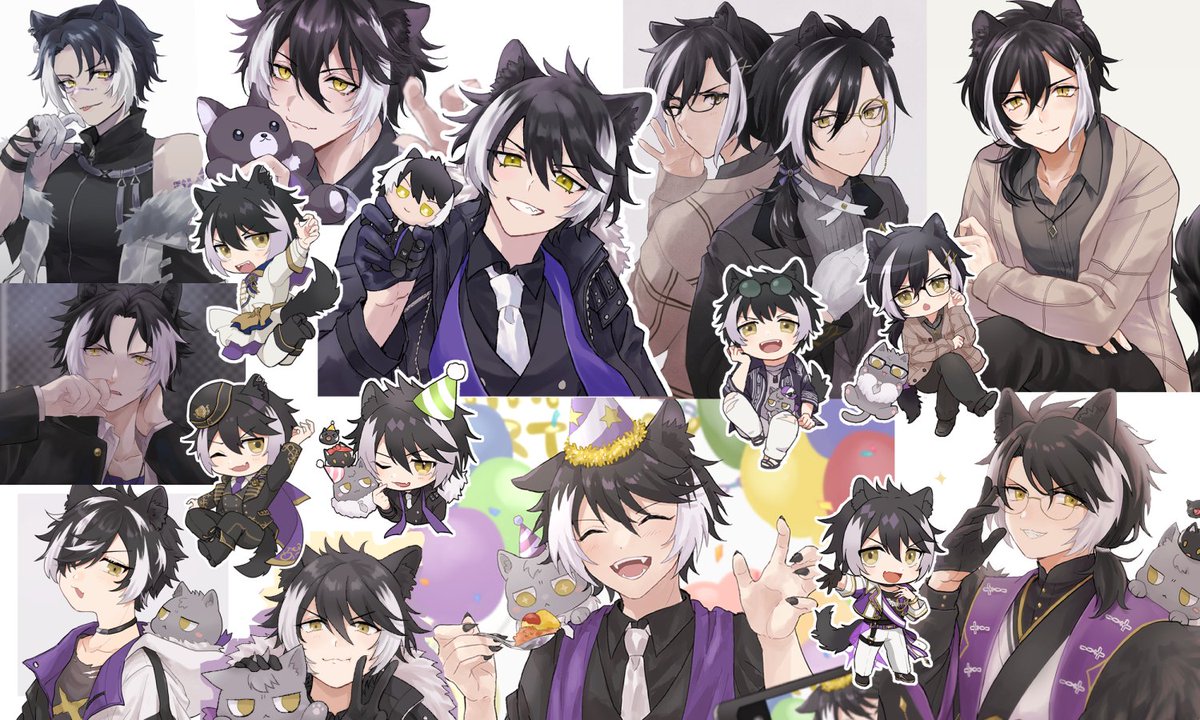 tsubsq_m's tweet photo. 今まで描いたFAの一部です🟣ボスの今後の道が明るく幸せでありますように！出会えて良かった！ありがとう🌟
#グッドラック影山シエン
#シ絵ン https://t.co/t0CdKaiCzo
