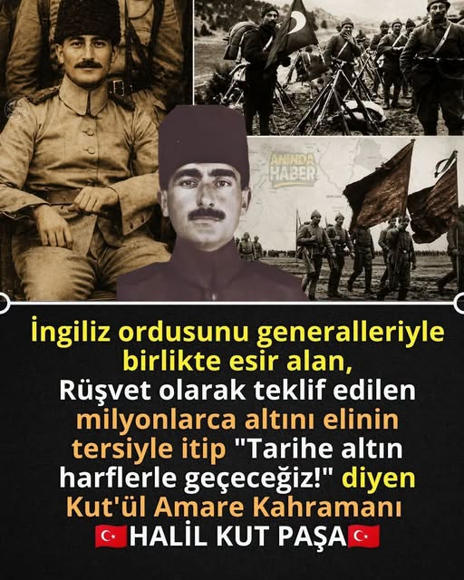 Dede38__'s tweet photo. 🇹🇷Kut'ül Amare Fatihi / Halil Kut Paşa🇹🇷
İngiliz ordusunu generalleriyle birlikte esir alan, Rüşvet olarak teklif edilen milyonlarca altını elinin tersiyle itip "Tarihe altın harflerle geçeceğiz!" diyen Kut Kahramanı HALİL KUT PAŞA'DIR 🇹🇷
Halil Kut, 1881 yılında İstanbul’da doğdu. Harp Akademisi’ni bitirdikten sonra Trablusgarp ve Balkan Savaşları’nda Osmanlı ordusunun en ön saflarında çarpıştı. I. Dünya Savaşı'nın en parlak zaferlerinden birine imza atacak olan askeri dehaydı.
1916 yılında Irak Cephesi'nde, Kut'ül Amare bölgesinde İngiliz tümenini kuşattı. İngiliz generali Townshend, kuşatmayı kaldırması karşılığında Halil Paşa’ya milyonlarca sterlin rüşvet teklif etti. Bu teklifi sert bir dille reddeden Halil Paşa, İngiliz ordusunu açlık ve sefalet içinde bırakarak teslim olmaya zorladı. 13 general, 481 subay ve 13 binden fazla İngiliz askerini esir alarak Britanya tarihinin en büyük askeri hezimetini yaşattı. Soyadı kanunu çıktığında Atatürk tarafından kendisine bizzat "Kut" soyadı verildi.