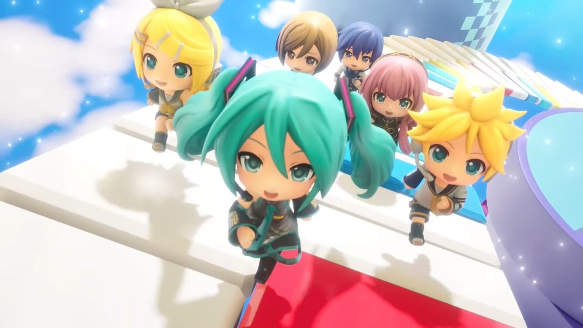 denfaminicogame's tweet photo. 「初音ミク」新作パーティゲーム『初音ミク スターリーパーティ』発表！最大6人プレイ対応、Switch 2、Steam向けに2027年発売へ
https://t.co/fTjHbGgQnR

ねんどろいどの「初音ミク」や「鏡音リン」「鏡音レン」たちが動き出すティザーPVも公開。PVには骨盤P氏の楽曲「StargazeR」が流れる https://t.co/DB9LDqTZF4