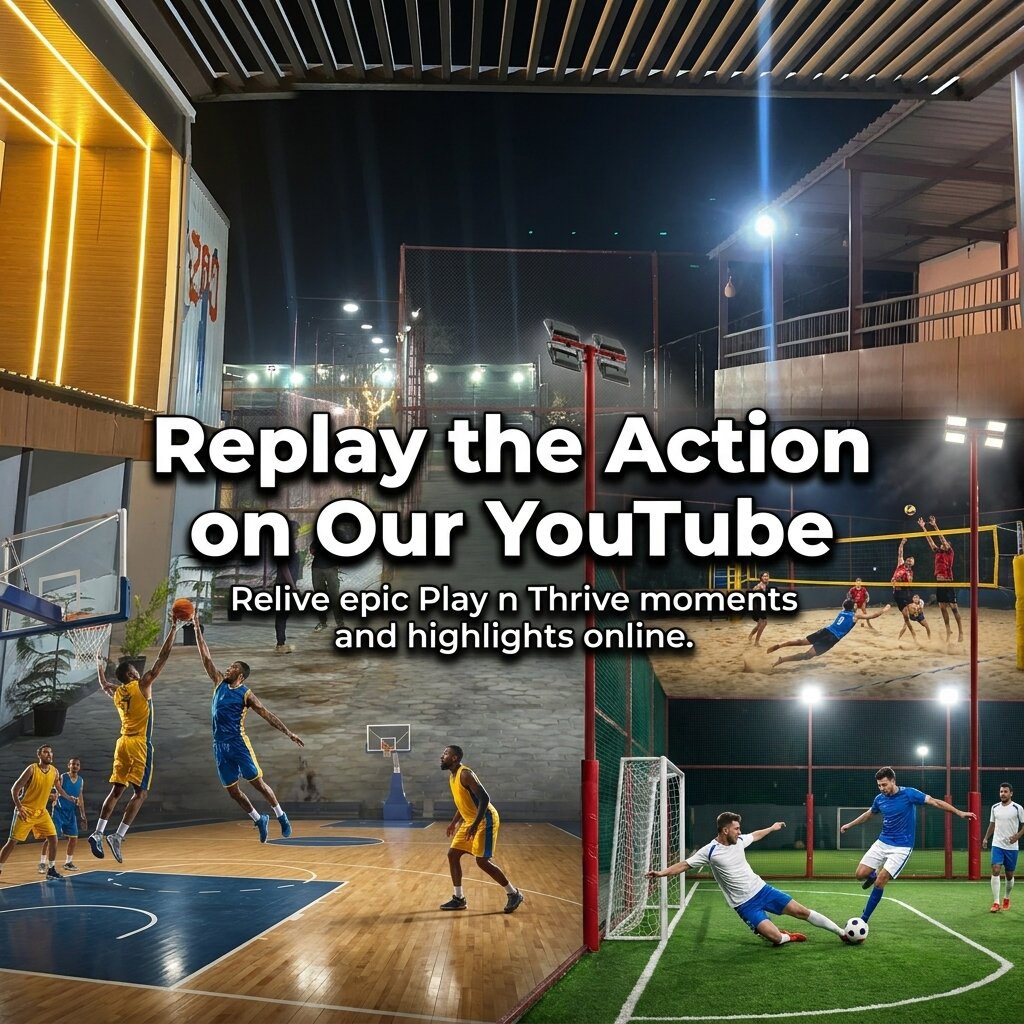 PlayNThriveSA's tweet photo. Relive the thrill! 📺🔥 Missed the action on the court? Catch epic Play n Thrive moments &amp; behind-the-scenes highlights on our YouTube channel. For more info, contact +917993377927 or visit https://t.co/93dMtEOO82. #GameHighlights #PlaynThriveArena #HyderabadSports https://t.co/084SeTmVxR