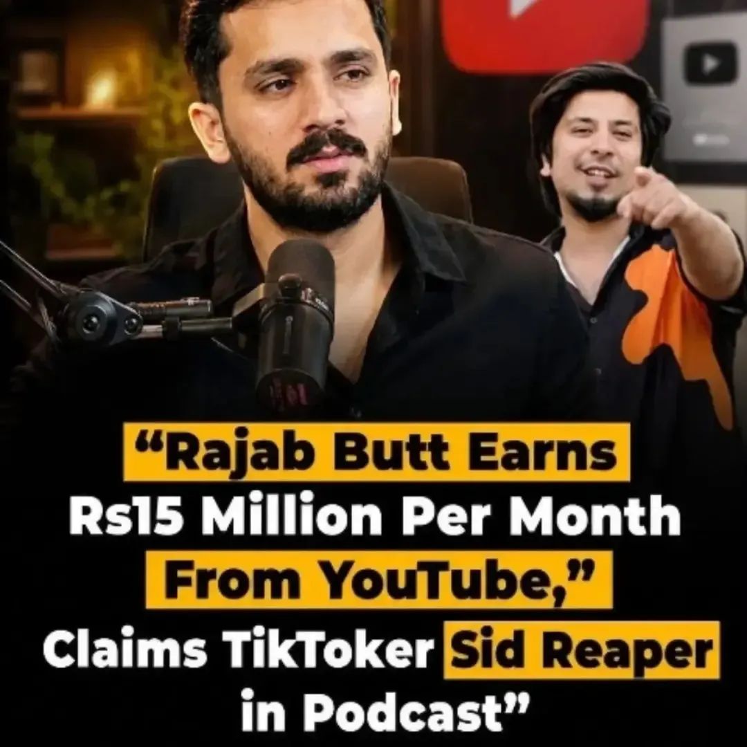 MuhammadUm67989's tweet photo. TikToker Sid Reaper claims Rajab Butt earns Rs15 million per month from YouTube, making the revelation during a recent podcast. 💰🎙️

#RajabButt #YouTube #Podcast #DigitalCreators https://t.co/hqqDrzyMNN
