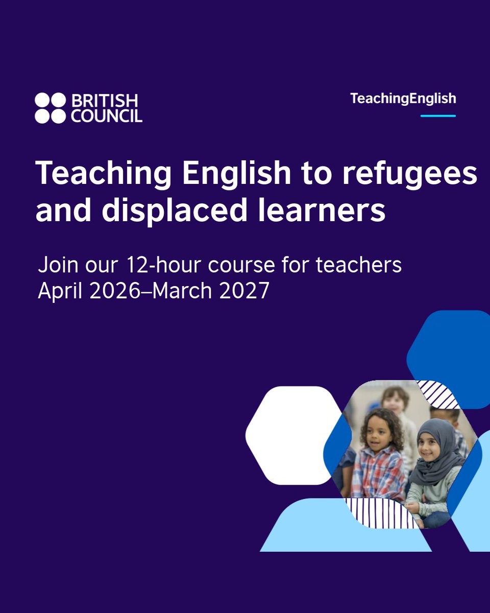 ksaBritish's tweet photo. Teaching English to refugees and displaced learners – professional development course for English language teachers.

Course runs from 1 April 2026. Register now: https://t.co/C9s9mgZtuW    

#TeachingEnglishToRefugeesAndDisplacedLearners #TeachingEnglish #ELT https://t.co/Lo6R7W2hSf