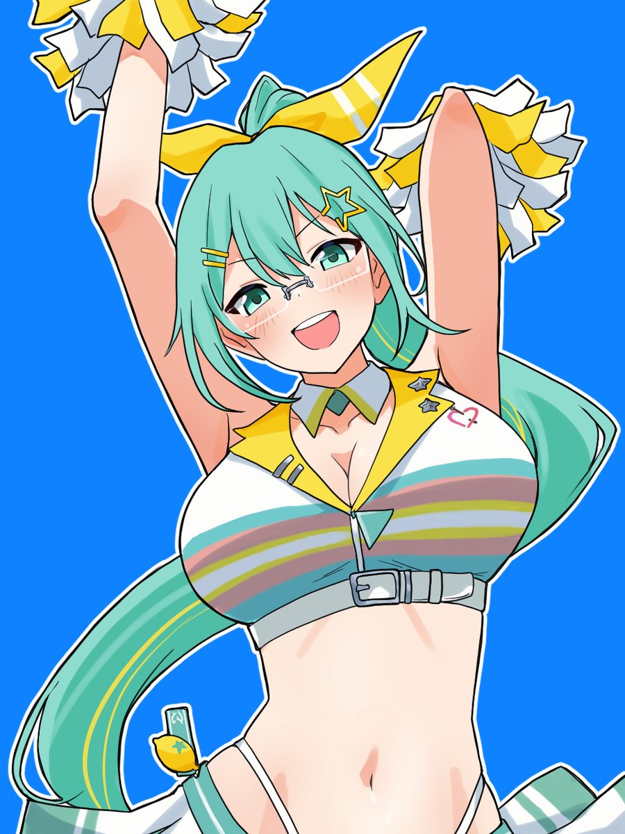 hPaliver's tweet photo. 推しの！非公式(？)チアガールが！！！！
かわいいんだが～～～～～？！？！？！  

なので描きました。 
本日7月5日(日)21時から配信。
休日の締めくくり楽しみ～～～😀 
#神楽すず 
#すずあーと https://t.co/IRgvRrQOTT