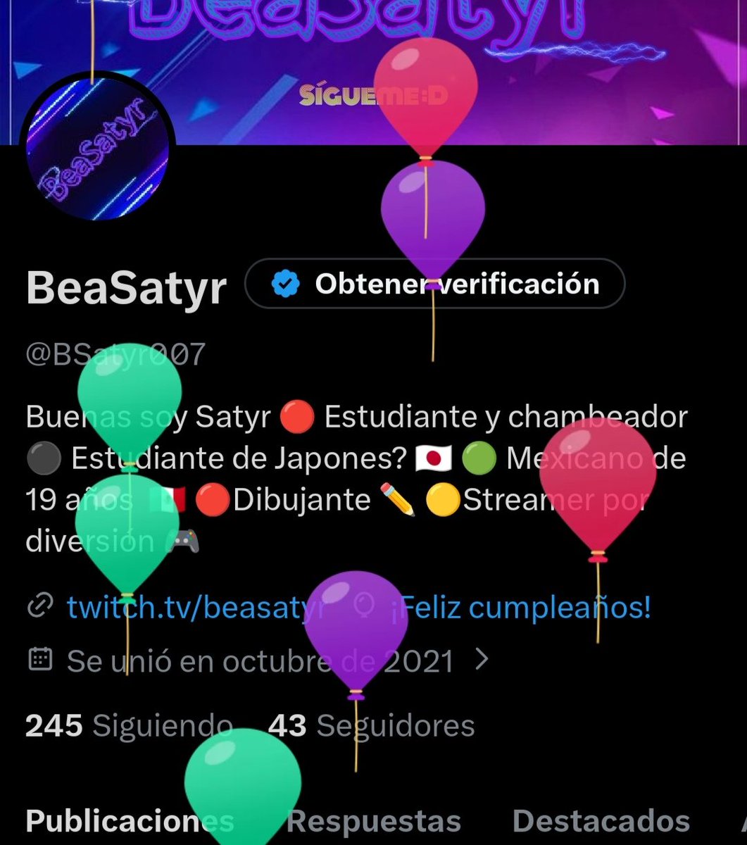 BSatyr007's tweet photo. Globoooos, ya 19 años, aún soy joven, pero el tiempo se va volando, agradezco todo lo que he experimentado este último año, y espero seguir disfrutando lo que viene 😄
Cómo plus que a nadie le importa, sería chingon si @UltimoCirculo me felicitara, es un ejemplo a seguir ese we https://t.co/by0s9ot1pj