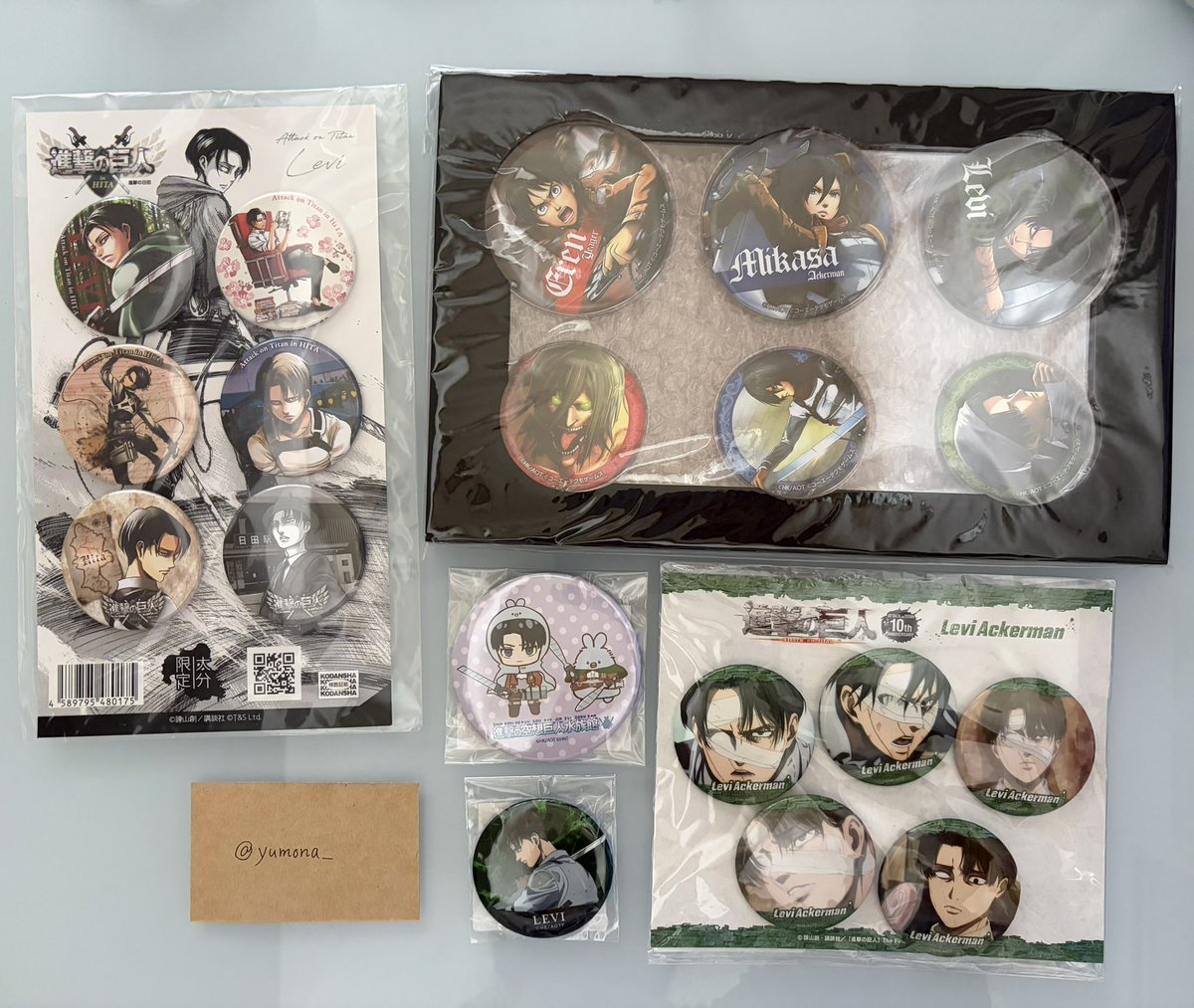 yumona_'s tweet photo. 【譲渡】進撃の巨人　リヴァイ　缶バッジ

譲→画像

求→定価+送料

ゲームの物はよく覚えていないので、ご希望額です。
他ポストなどまとめての方優先です。
よろしくお願い致します。 https://t.co/N0fsnpRfEM