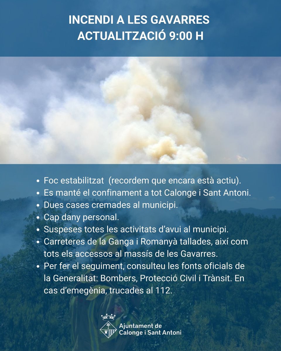 ajuntcalonge's tweet photo. INCENDI A LES GAVARRES - ACTUALITZACIÓ 08:40 h https://t.co/w1E5HFbxTi