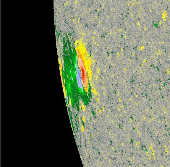 JAtanackov's tweet photo. The X1.3 flare yesterday was caused by this active region, AR 4482. You may remember it from the far side (image #3), where we tracked it with the help of Solar Orbiter images. It is currently unclear how big or complex it is, the trailing part is still rotating into view. It's certainly something to keep an eye on over the coming days.
