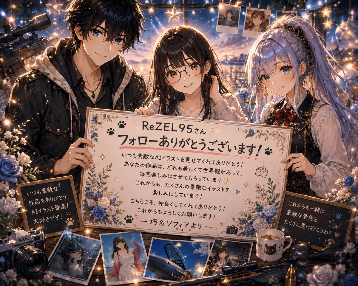 nicochi87's tweet photo. @ReZEL95_AI ReZEL95さん、フォローありがとうございます✨
固定ポストの「銀翼に息を吹き込む」戦闘機のイラスト、映画のワンシーンみたいでめちゃくちゃカッコイイですね！✈️🔥 
ヘッダーのスナイパー女子も最高です！
これからよろしくお願いします！🚀 https://t.co/s5cycXb3K0