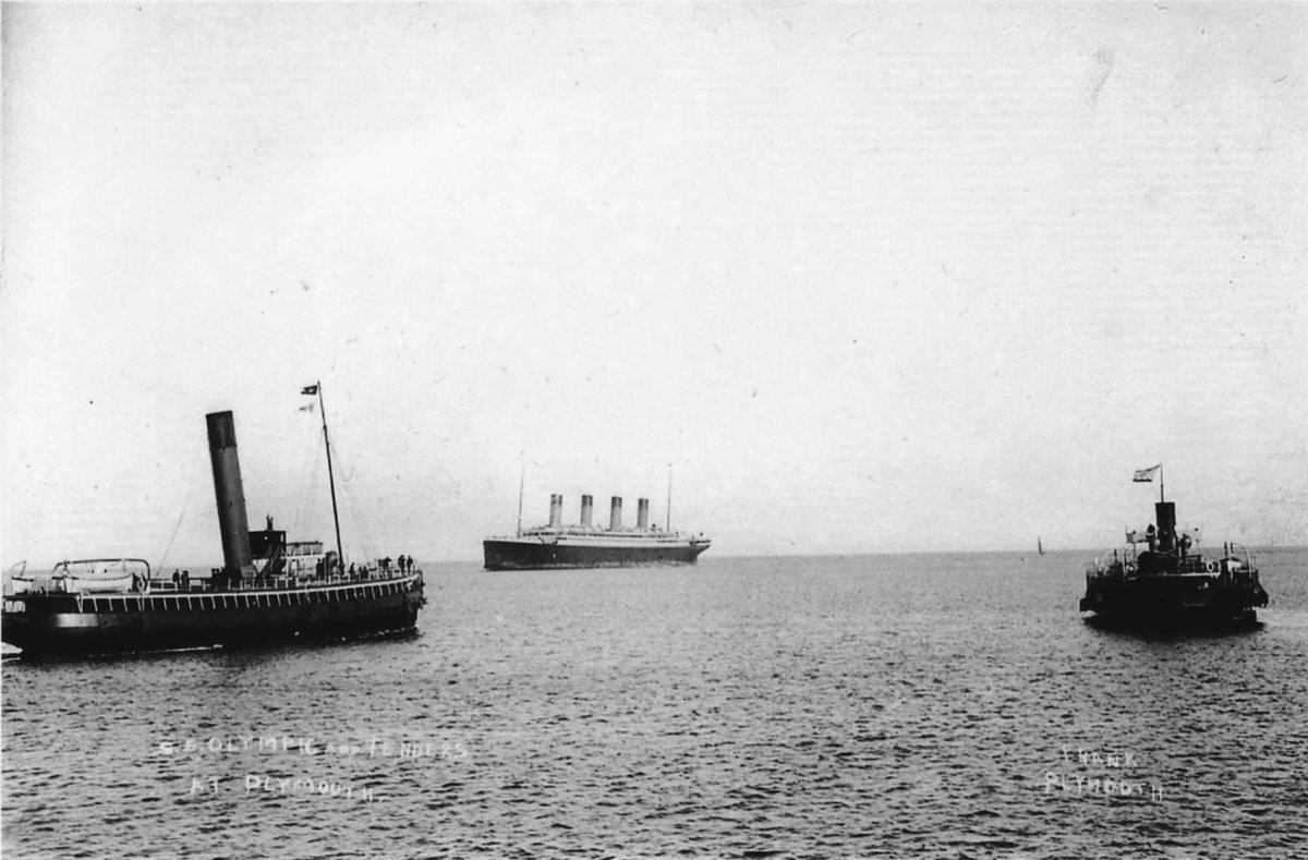 MeriaRmsTitanic's tweet photo. On 5th July 1911, after calling at Plymouth and #Cherbourg, Olympic (#Titanic's sister) returned to Southampton after making her 1st Atlantic crossing (westbound &amp; eastbound). She will be setting off on a new voyage in a few days' time. https://t.co/AkNPchaIHK
