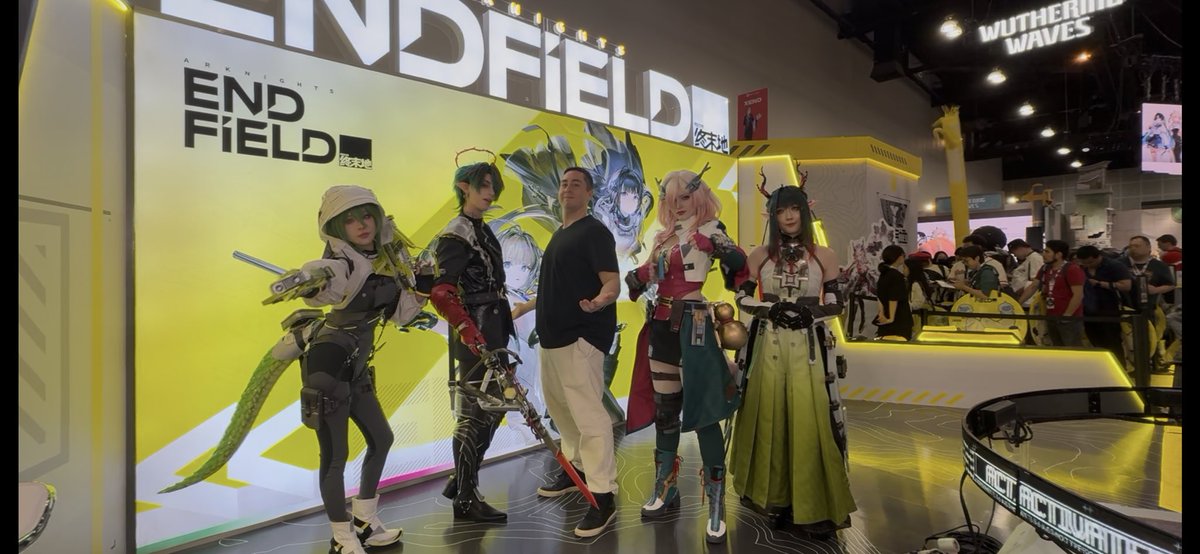 ByteStix's tweet photo. YO! Arknights Endfield is one of my favorite Gacha games. I decided to hit up their booth at Anime Expo and it was crazy.

I got pics with so many characters INCLUDING MY WAIFU ZHUANG FANGYI!!!! 

I got a pretty decent score on the punching bag machine.

Shot some hoops.

Saw Camille as well. 

Honestly awesome game with a ridiculously fun booth. There were more events and mini games here than most Gacha booths. 

Easily one of my favorites at AX. I had an absolute blast, you should TOTALLY CHECK THEM OUT if you’re there!!!

#EndfieldAX2026
