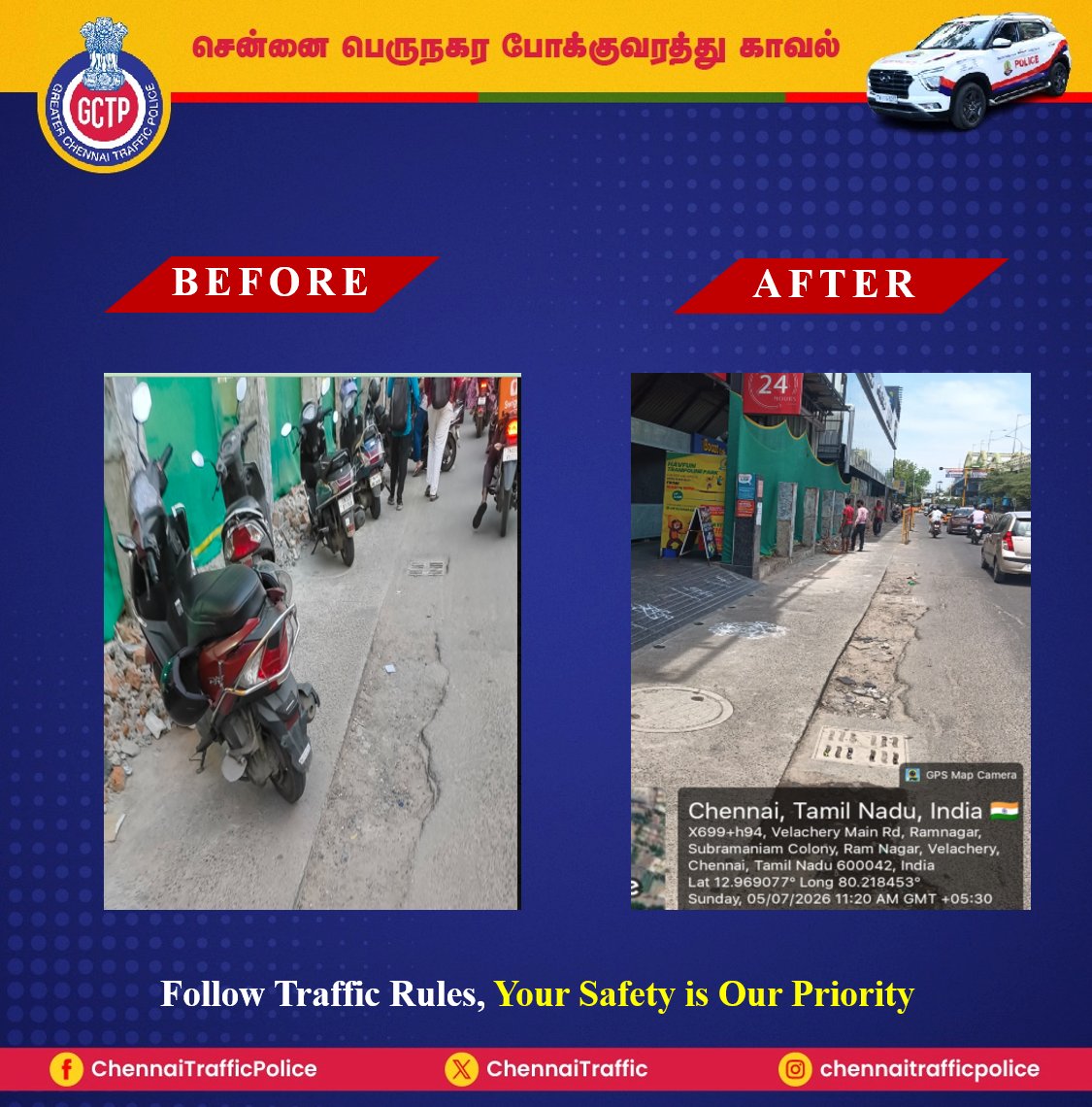 ChennaiTraffic's tweet photo. @Chennaiman1993 Your tweet was verified and action taken. 
#NoParking #zebra #TrafficSigns #RoadSigns #DoNotDrinkAndDrive #NeverOffDuty #InPublicService #NoHonking #YourSafetyOurPriority https://t.co/xal5rVVTJl