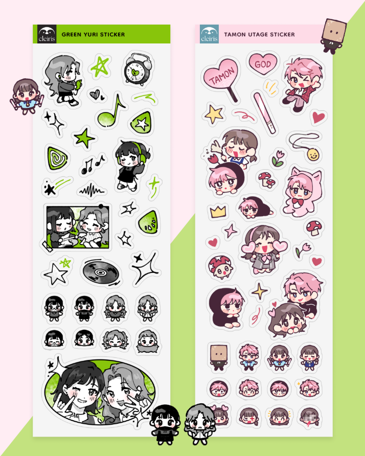 _cleiris's tweet photo. stickies for the girls 💚🩷 https://t.co/f89PHq2ou6