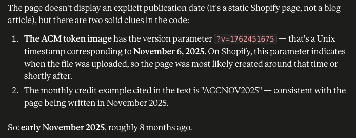 dunootz's tweet photo. Kept digging and the website url is from 14 years ago

And the article about the ACM coin based on claude been uploaded in november 2025 which makes sens with the timestamp of the coin which is bullish

https://t.co/VwZN40rWPI https://t.co/Moqkk14T4P