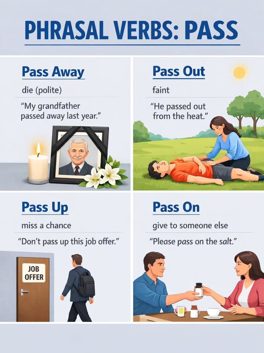 EGrammer41600's tweet photo. PHRASAL VERBS: PASS https://t.co/tVHqjEB7qX