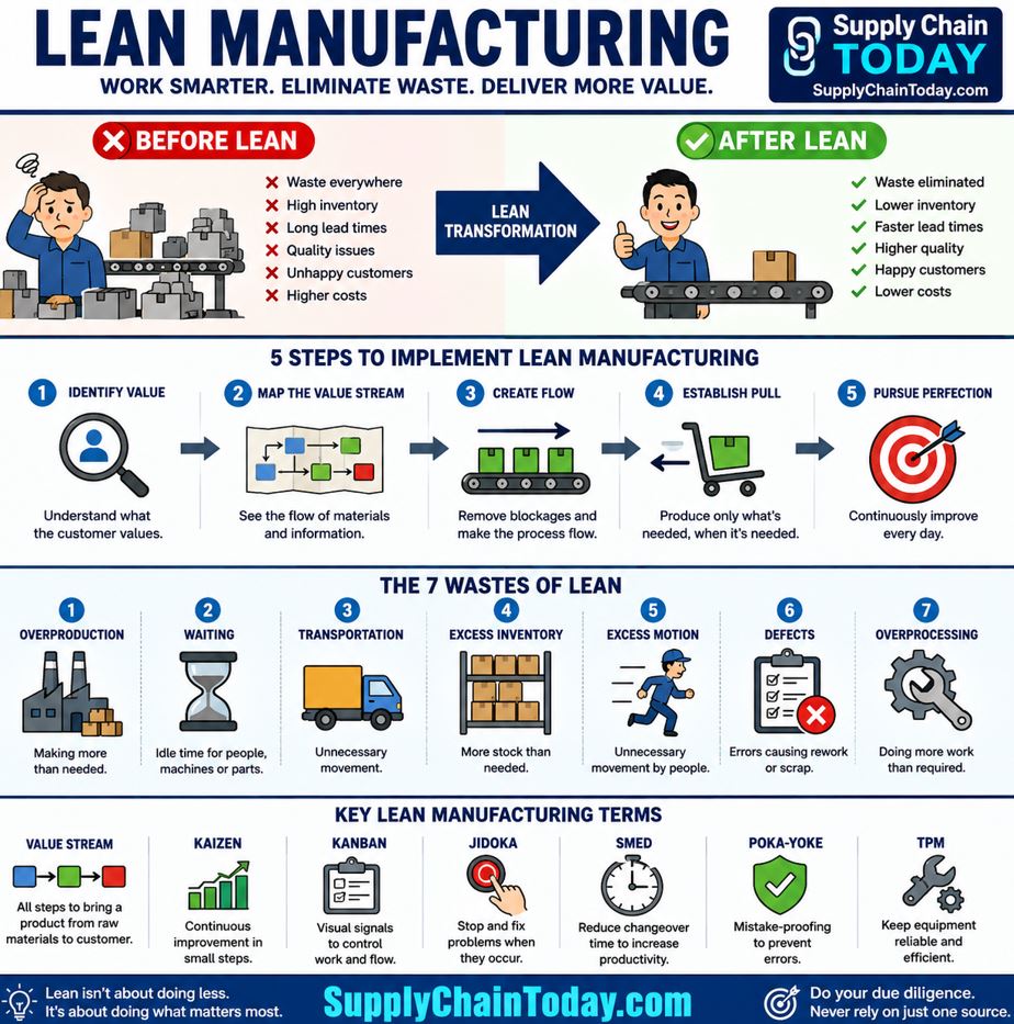 SupplyChainBlog's tweet photo. Lean Manufacturing Explained Simply.
Much more detail found here: https://t.co/WFG3501sB1
Lean Manufacturing focuses on reducing waste, improving quality, and creating more efficient processes. #LeanManufacturing #LeanProduction #LeanThinking #ContinuousImprovement https://t.co/IaZPeKCGjo