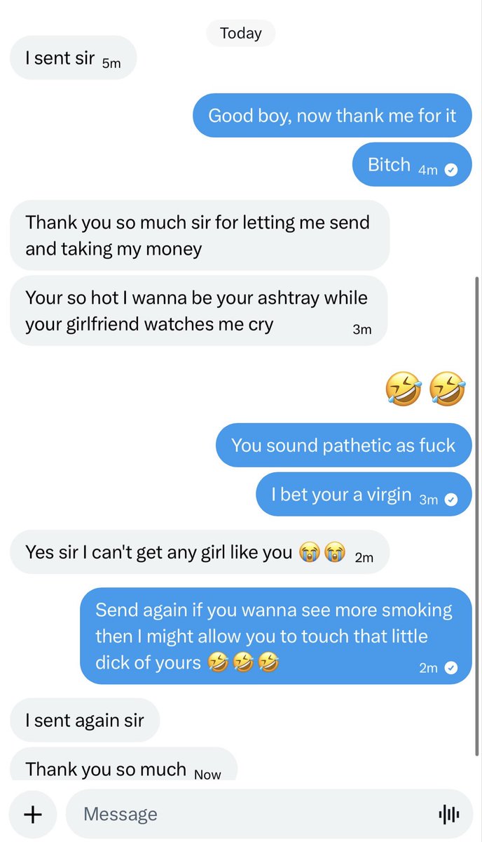 RobClark9gix's tweet photo. What a stupid bitch sending to an alpha that doesn’t give a fuck about him

I wanna ruin this guys life so much 🤑🥵

Findom paypig sissy cuck alpha cashmaster couple feet fetish foot https://t.co/TqdInPBSZD