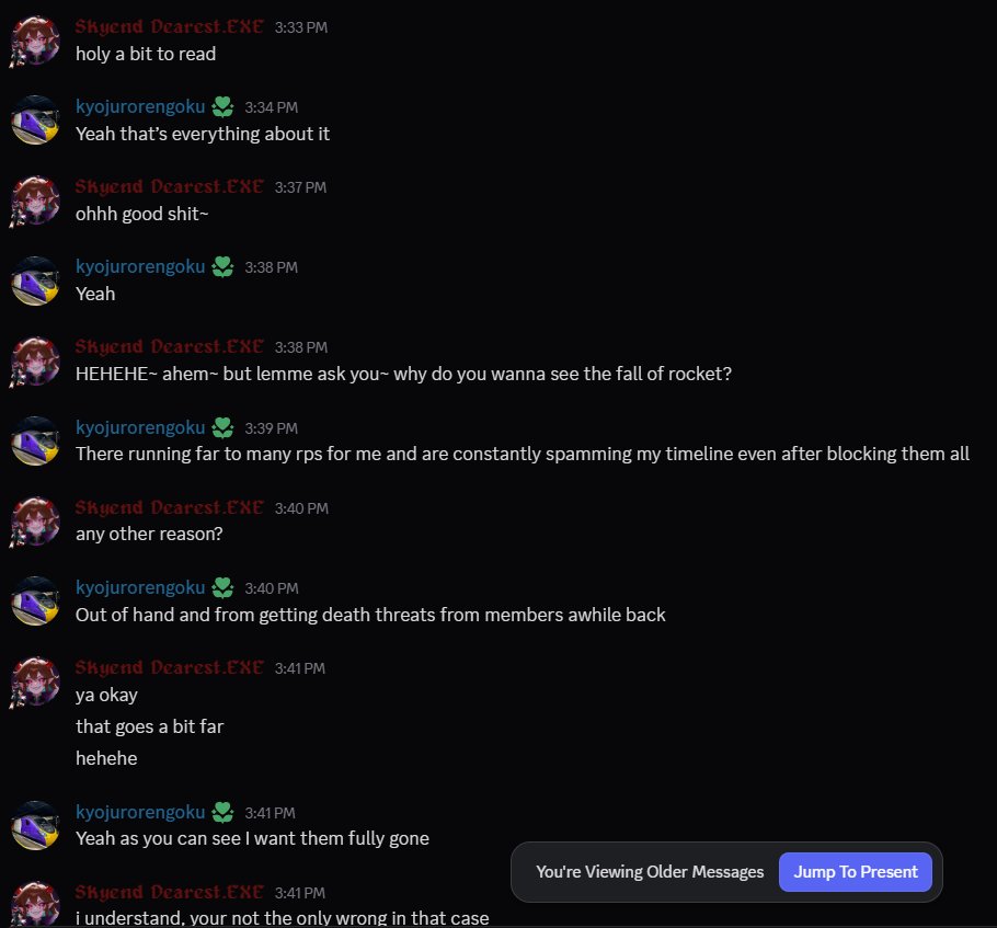 MindlessZomb13's tweet photo. @EvilAsuna for anyone that reads this, the Rockets are also not innocent. kyo only went that far because the rockets sent death threats to them, by what they said, which was omitted by the screenshot taker https://t.co/oFlXoXJGNw