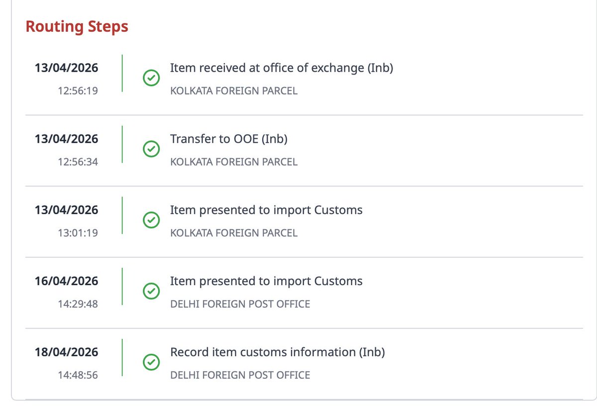 ogkunaynay's tweet photo. @IndiaPostOffice @Delhicustoms A delivery from JP Post has been in Delhi FPO since April 16th yet there is no update on any platform provided. Customer support said there are no updates, however portals do indicate the package was scanned: CN120990956JP Surface Parcel https://t.co/xBBHrx6boP