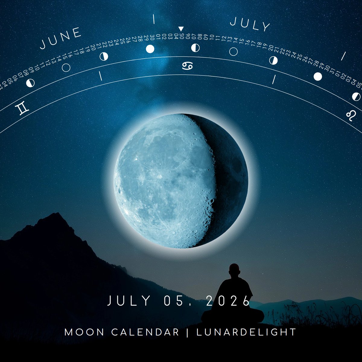 lunardelight's tweet photo. ๐ Waning Gibbous - Illumination: 75%
๐ Sun, Jul 5 @ 07:50 GMT
๐ Next New Moon in ~9 days:
๐ Tue, Jul 14 @ 09:45 GMT
๐ Next Full Moon in ~24 days:
๐ Wed, Jul 29 @ 14:37 GMT
๐ #july2026 #waninggibbous #piscesmoon #highvibrations #wildwomen https://t.co/mLZsyiFAXT