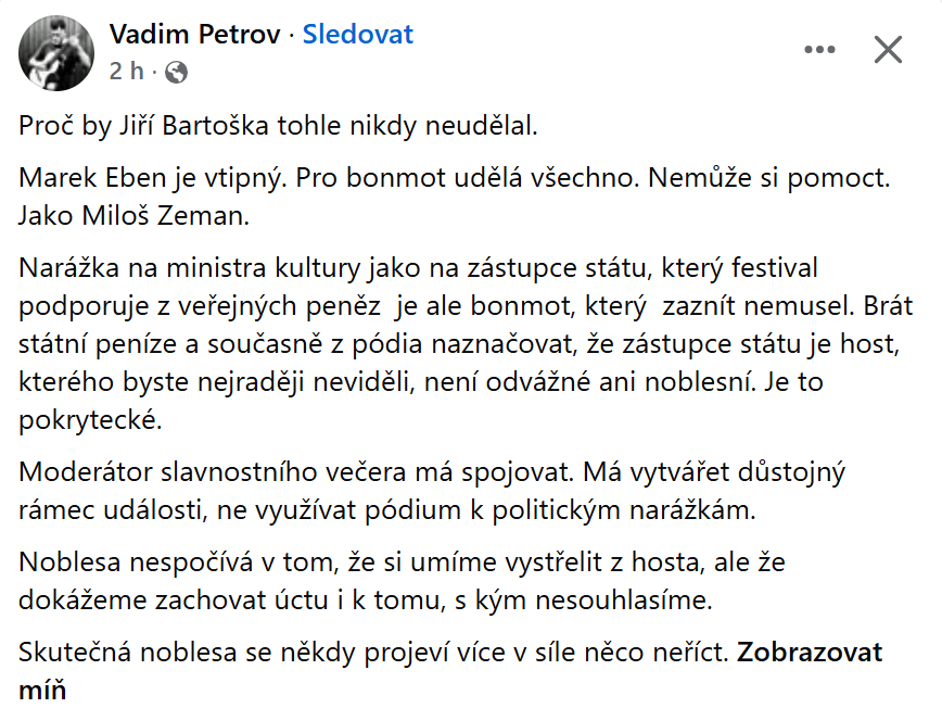 Jiri_Kheil's tweet photo. Tahle slova patří tesat.☝️🤔 #KVIFF #MarekEben https://t.co/4JQXXScV6g