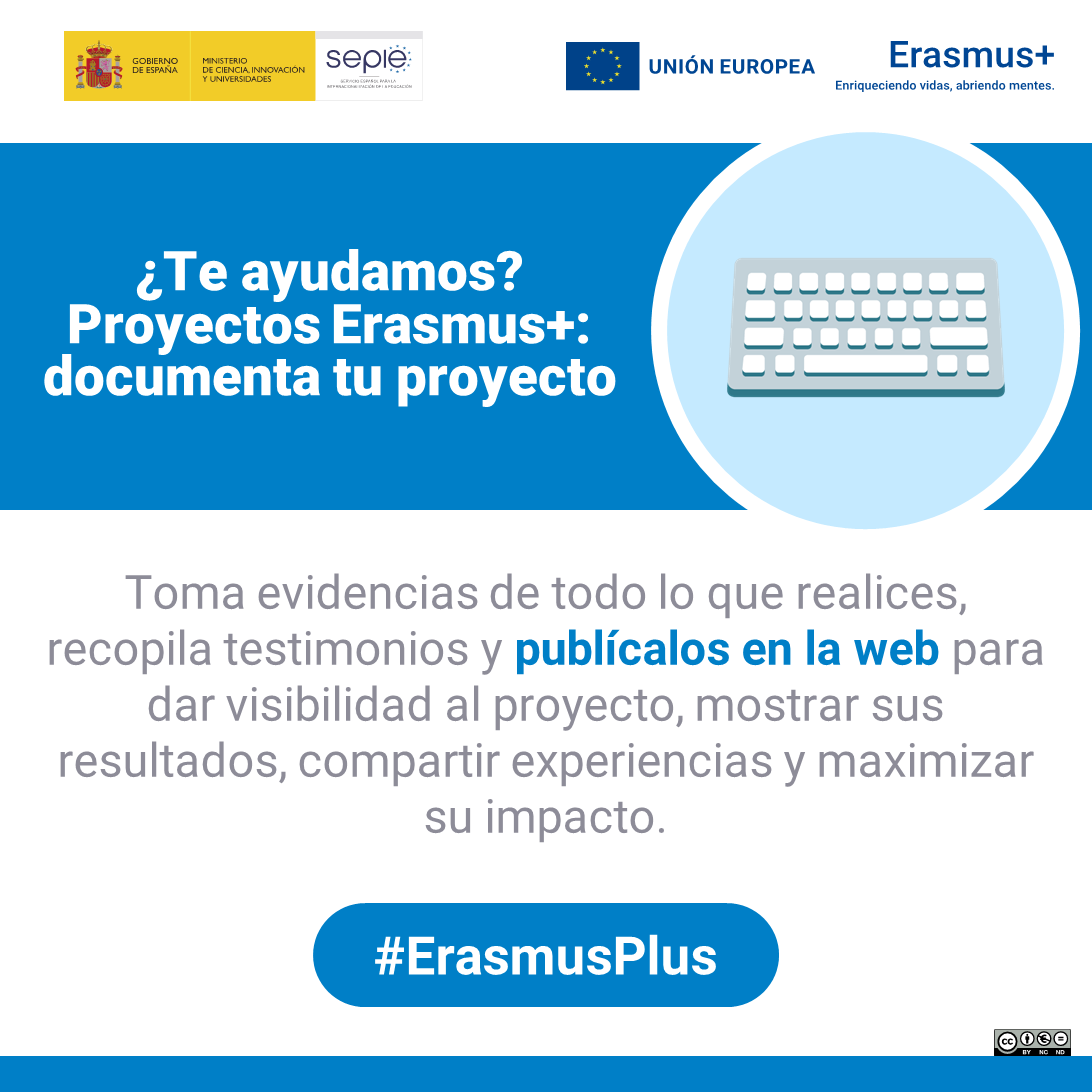 sepiegob's tweet photo. 📝💻 Documentar tu proyecto #ErasmusPlus es clave para multiplicar su impacto. 

Recopila evidencias, testimonios y resultados, compártelos en la web y da visibilidad a tu iniciativa. 

Así inspirarás a otras organizaciones y pondrás en valor todo el trabajo realizado 🌍. https://t.co/QeXsiHomlt