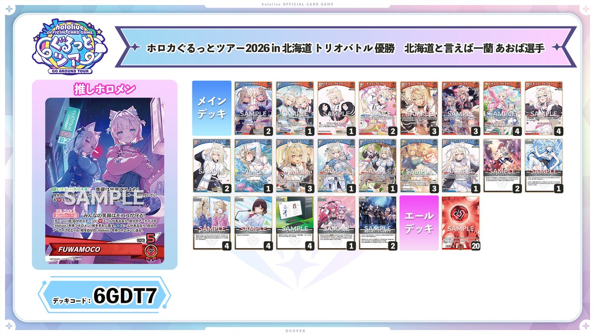hololive_OCG's tweet photo. 【#ホロカぐるっとツアー2026 in 北海道】
🎉トリオバトル  大会結果速報🎉
🏆優勝「北海道と言えば一蘭」チーム🏆

先鋒：あおば選手
中堅：アキ選手
大将：ふみたす選手

#ホロライブ #ホロカ https://t.co/LPSDwtmoua