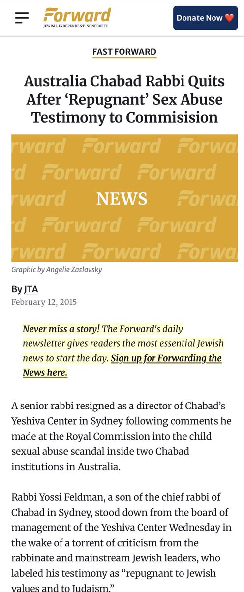 Truthtellerftm's tweet photo. Recall when Senior Rabbi Yossi Feldman accurately represented his people below. 

He had been a Rabbi in the Australian Yeshiva Centre and Chabad NSW for the past 32 years.

Feldman later threatened to sue news organisations over their reporting of his testimony.

I wonder why? https://t.co/iQ70djjoh2