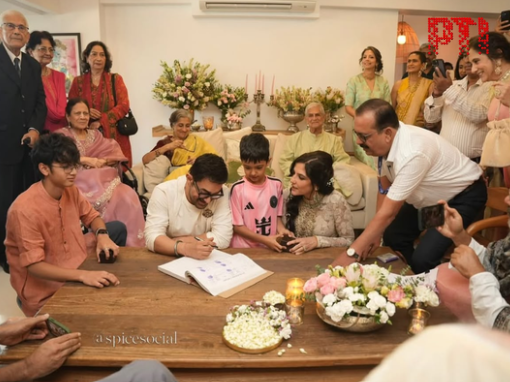 PTI_News's tweet photo. PHOTO | Actor Aamir Khan ties the knot with Gauri Spratt in presence of close family and friends.

(Source: Third Party) https://t.co/0hwElJyPtd