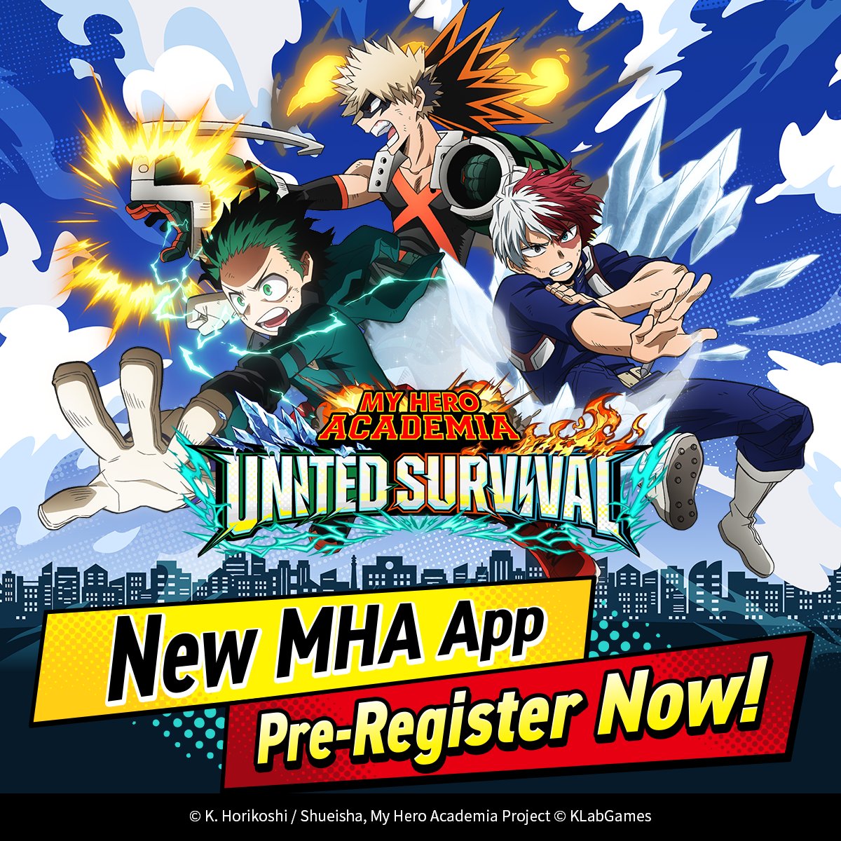 MHA_HS_en's tweet photo. New Game App
"My Hero Academia UNITED SURVIVAL"
◤◢◤◢◤◢◤◢◤◢◤◢◤◢◤◢◤◢

My Hero Academia x Survival

Team up in groups of three and mow down the approaching enemies!

▼Pre-register here:
https://t.co/XT9O2UEeLo

*The release date shown on the stores differs from the actual release date. The official release date will be announced later.

#MHA_HS #heroaca_a #MHA