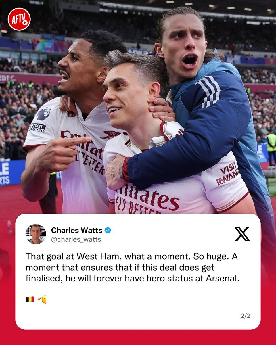 AFTVMedia's tweet photo. A key part of the rebuild and a cult hero among Arsenal fans, Trossard has shown everyone exactly why Arsenal brought him in, and he finally helped us win the Premier League! 🏆🔥

It would be very sad to see him go. We can never thank you enough, Leandro! 🫡❤️ https://t.co/LKLIPC0xOb