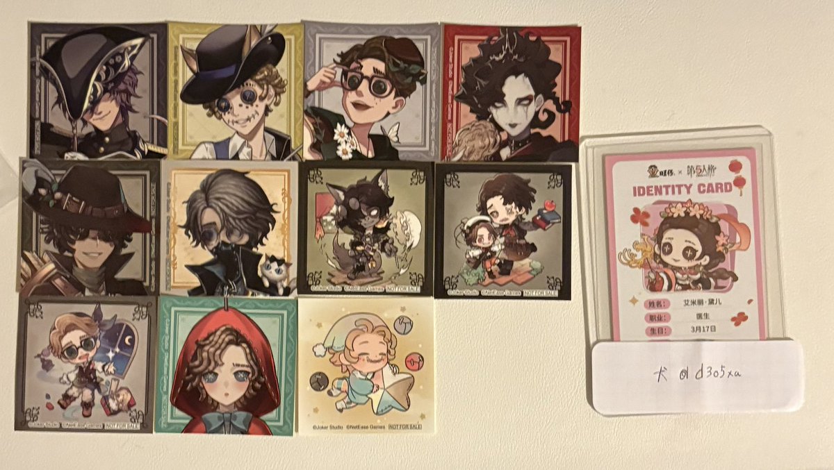 d3o5xa's tweet photo. [ 交換/買取 ]
第五人格IdentityV 8周年 8thAnniversary
アニメイト特典 ステッカー

求：医師(おひるね優先)or 200円＋送料
譲：リッパー/曲芸師/幸運児/オペラ歌手/探鉱者/納棺師/フールズ・ゴールド/人形師/気象学者

郵送交換希望。検索からでもお気軽にお声がけください！ https://t.co/qLVxMAeYxi