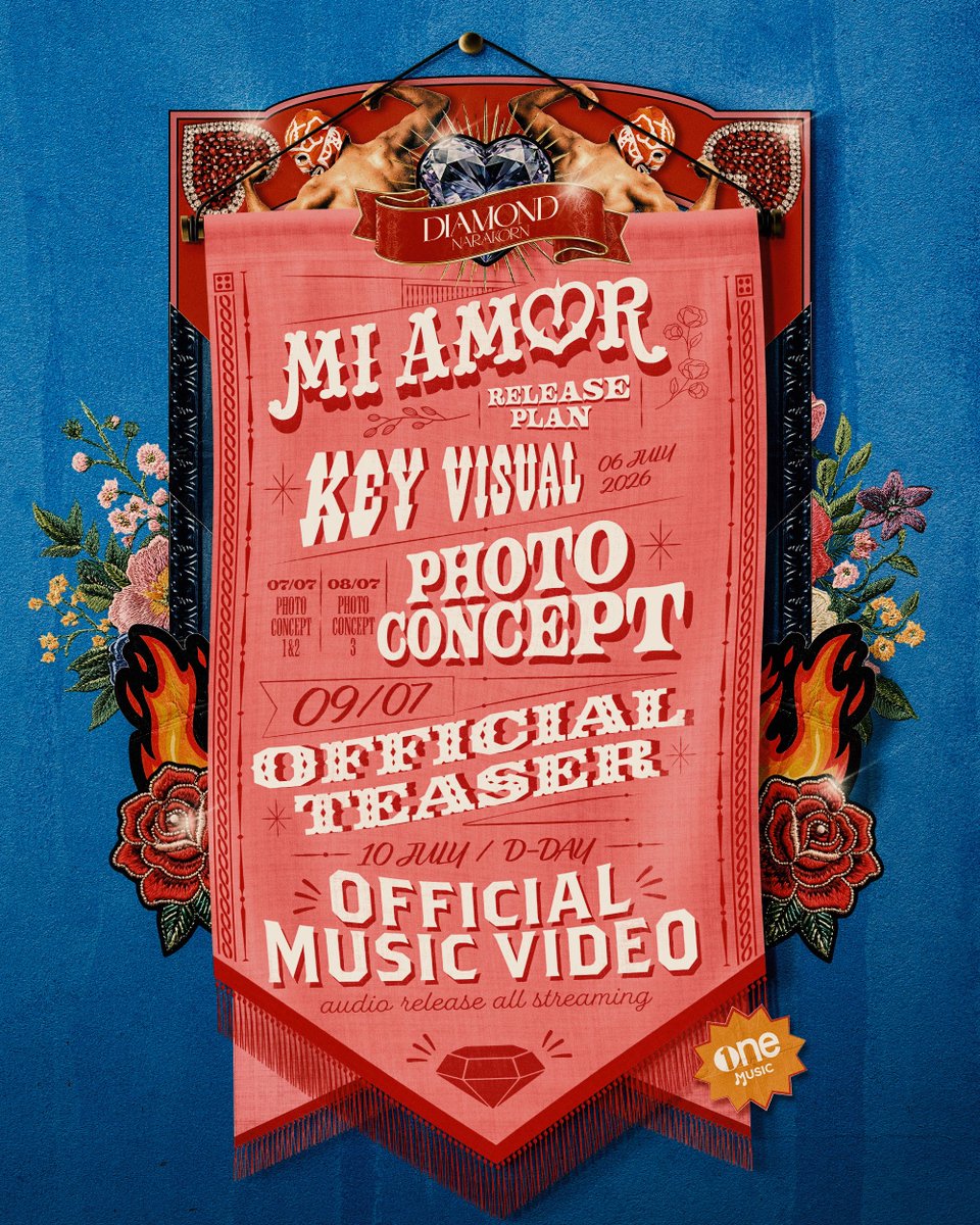 OneMusic31's tweet photo. RELEASE PLAN 

Mi Amor - Diamond Narakorn
📺 OFFICIAL MV 
🗓️10.07.2026 
📍one music

#MIAMOR_DIAMOND
#MIAMOR
#Diamondnrk_
#onemusic #one31 https://t.co/VWdxzDe429