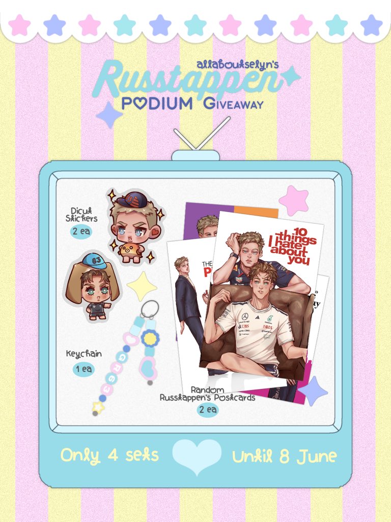 allaboutselyn's tweet photo. Please Kindly Retweet 🤍✨ 

Russtappen’s 2026 Austrian GP Podium Giveaway (Only 4 Sets) ⭐️💖 

เพียงเล่าให้เราฟังถึง‘โมเมนต์แม้กจ้อจที่คุณชื่นชอบที่สุด’ ทาง gg form 

🖇️: https://t.co/AA5iUVTRDh

⭐️only for my followers 
⏰today - 5 July
🆓ไม่มีค่าใช้จ่าย

#artworkด้อมรถ

ป.ล. มาช้าแต่มานะ มาเล่นกับฉันสิ
